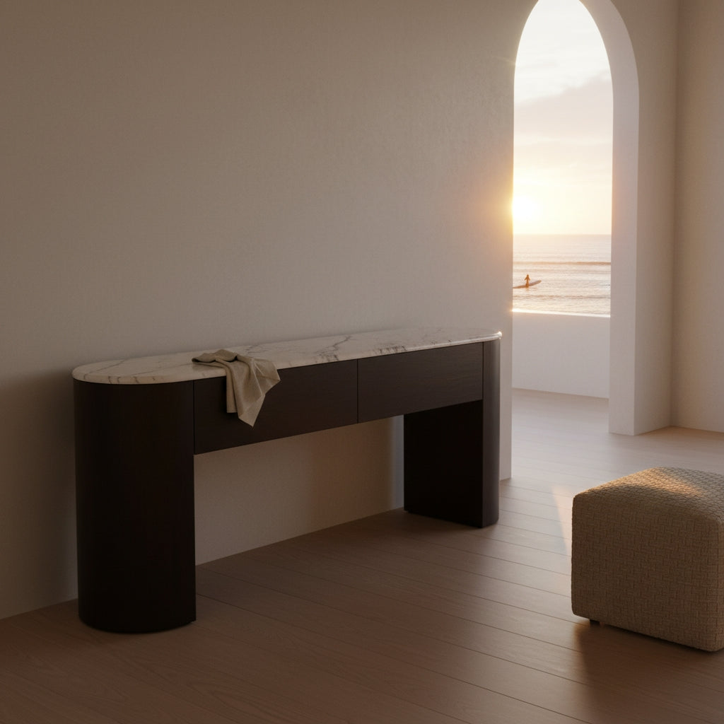 Linea Marble Console Mahlia Interiors | Inlay Specialist | Marble Console with Drawers ...