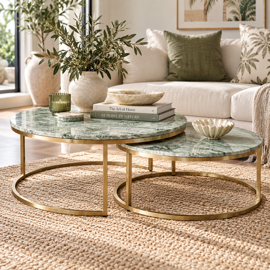 Marble Nesting Coffee Tables : Green