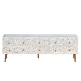 Mother of Pearl Inlay TV Sideboard : Liana : White