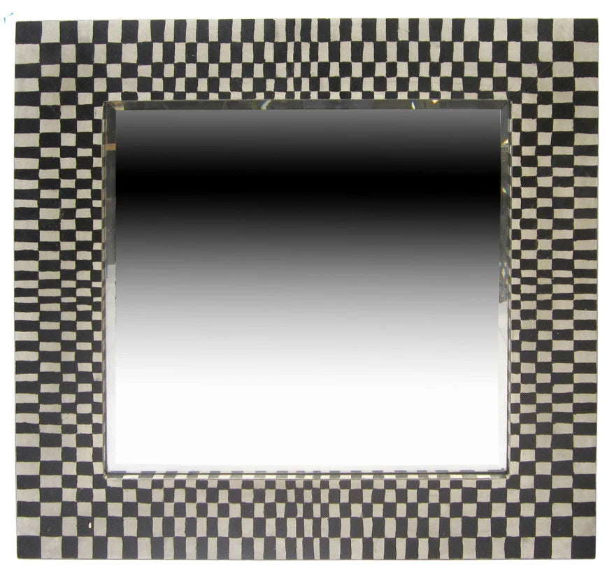 Handpainted Checkered Square Mirror