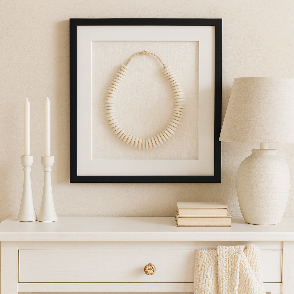 Carved Camel Bone Necklace : White