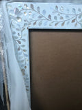 Mother of Pearl Inlay Rectangular Mirror : Floral : White : Minor Damage