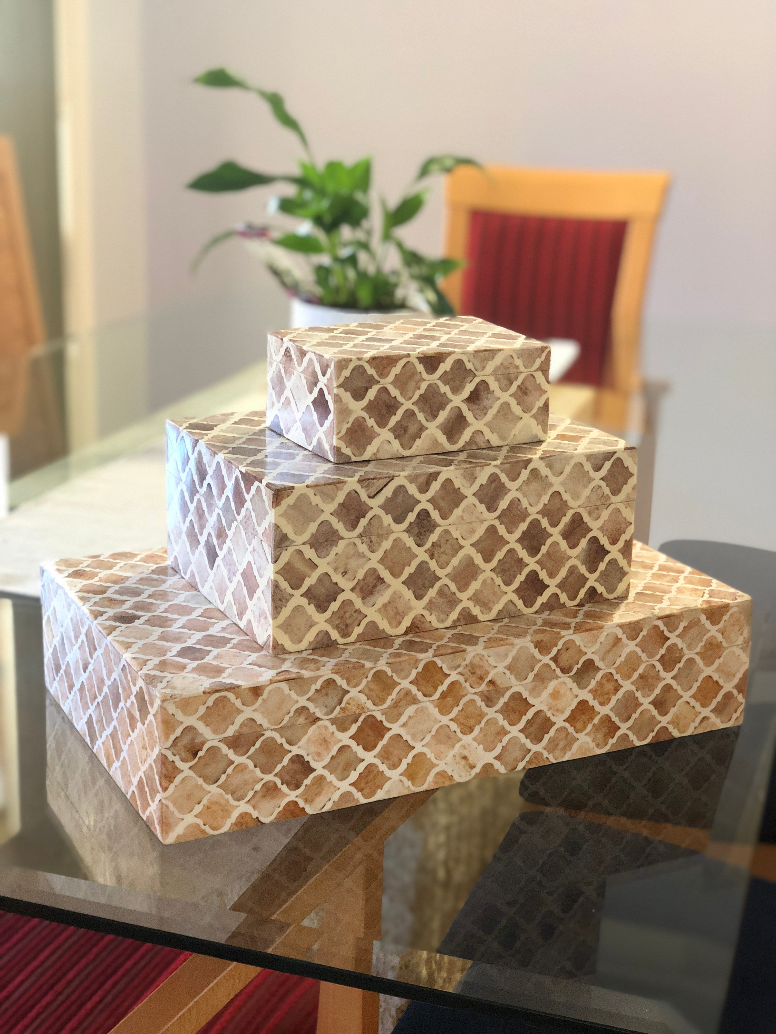 Bone Inlay Mid Size Box : Moroccan : Mocha Mousse