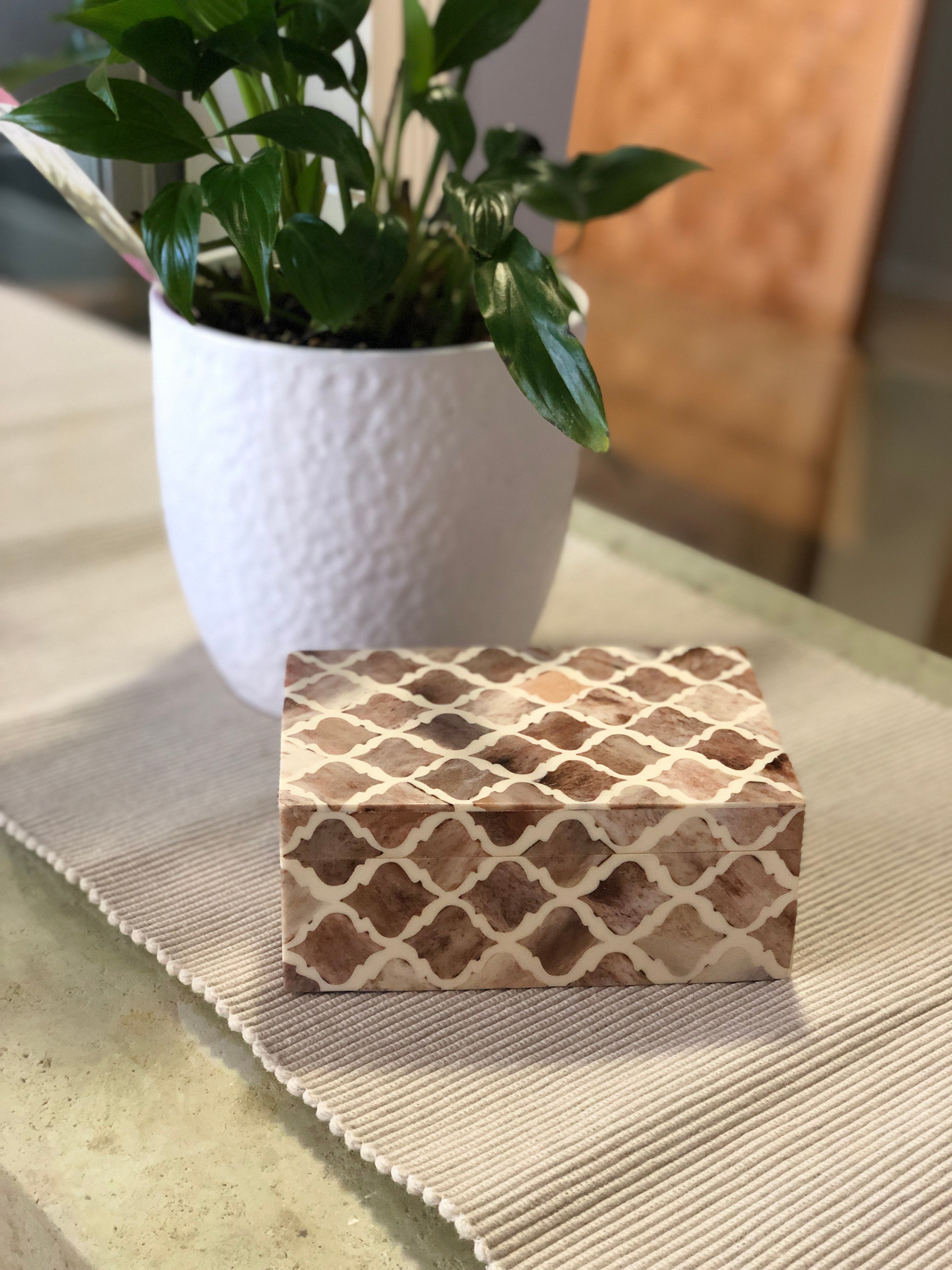 Bone Inlay Mid Size Box : Moroccan : Mocha Mousse