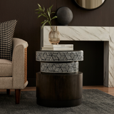Bone Inlay & Timber Side Table : Criss Cross : Black