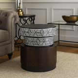 Bone Inlay & Timber Side Table : Criss Cross : Black