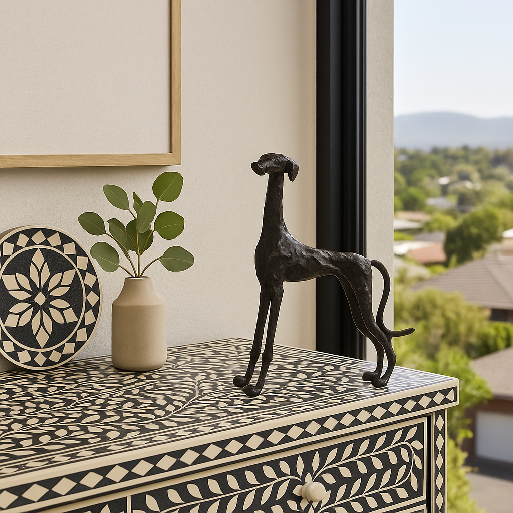 Hand-Made Indian Antique Bronze Sculpture :  Dog : Large