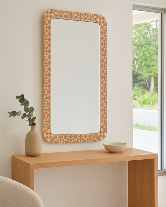 Bone Inlay Mirror : Zelliges : Peach