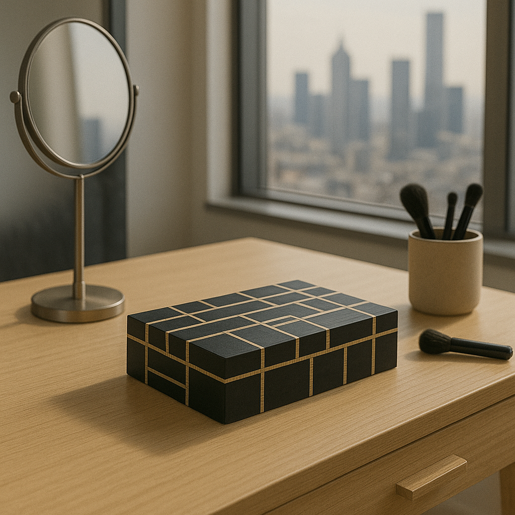 Horn Inlay Rectangular Box : Abstract : Black