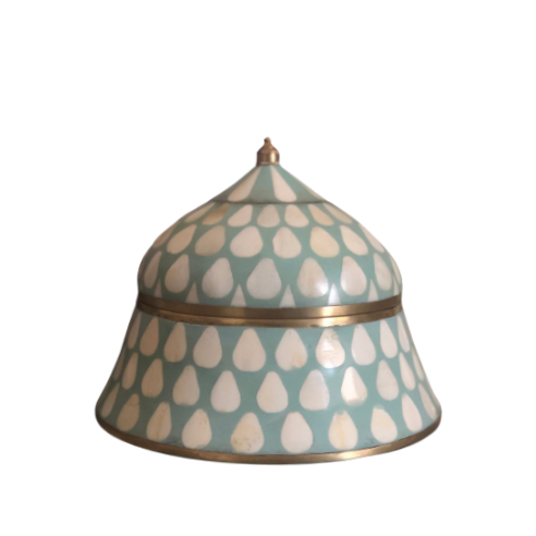 Bone & Brass Moghul Box : Varsha : Turquoise