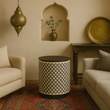 Bone Inlay Side Table : Quadrefoil : Black