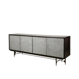 Bone Inlay Sideboard  wtih Antique Brass Legs : Pinstripe : Charcoal