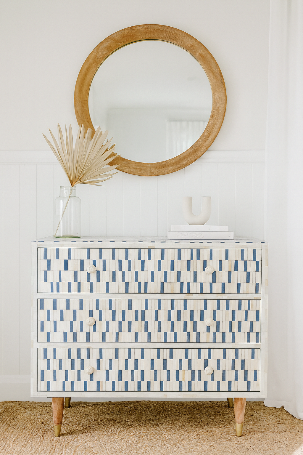 Bone Inlay 3 Drawer Chest : Morse : Indigo