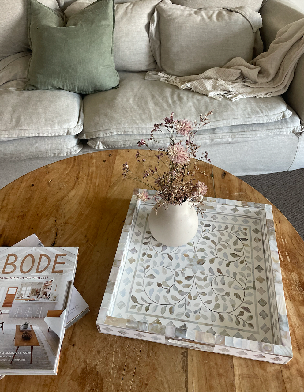Mother of Pearl Floral Square Tray : White