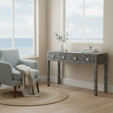 Mother of Pearl Inlay Console : Floral : Black