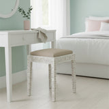 Mother of Pearl Inlay Dressing Table Stool : Floral : White