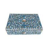 Mother of Pearl Inlay Large Box : Floral : Turquoise Blue