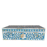 Mother of Pearl Inlay Large Box : Floral : Turquoise Blue