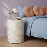 Mother of Pearl Inlay Side Table : Floral : White