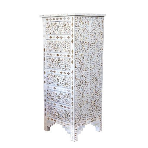 Mother of Pearl Inlay TallBoy White