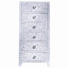 Mother of Pearl Inlay Tallboy : Floral : White 