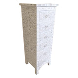 Mother of Pearl Inlay Tallboy : Floral : White