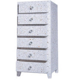 Mother of Pearl Inlay Tallboy : Floral : White Drawers Open