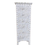 Mother of Pearl Inlay Tallboy : Floral : White