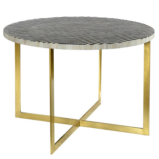 Bone Inlay Dining Table with Metal Legs
