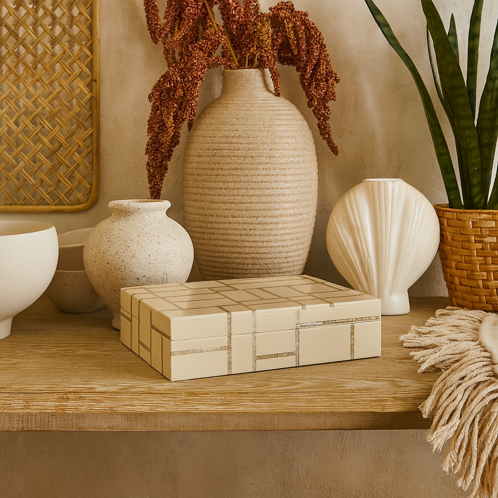 Horn Inlay Rectangular Box : Abstract : Natural
