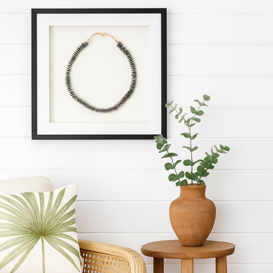 Carved Camel Bone Necklace : Black & White