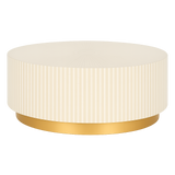 Bone Inlay Round Coffee Table : Stripe : White