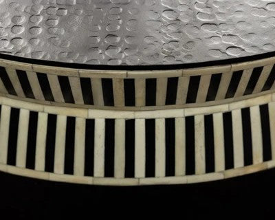 Bone Inlay Round Coffee Table : Charlston : Black