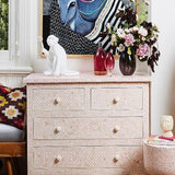 Bone Inlay 4 Drawer Chest : Starburst : Grey