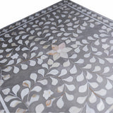 Bone Inlay 4 Door Buffet : Floral : Grey