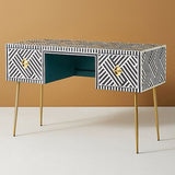 Bone Inlay Desk : Criss Cross : Black