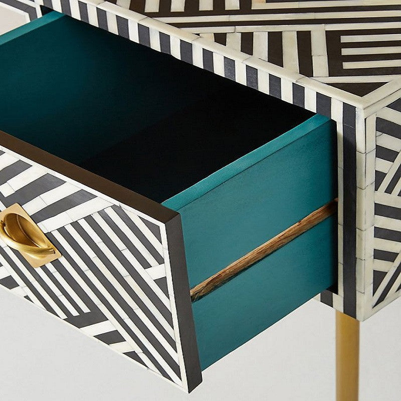 Criss Cross Inlay Desk in Black