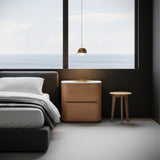 Oak Bedside Table with Marble Top : Black