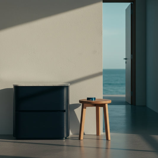 Oak Bedside Table with Marble Top : Natural