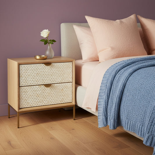 Oak & Layered Bone Bedside Chest