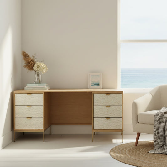 Oak & Layered Bone Desk