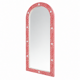 Mother of Pearl Inlay Floor Mirror : Floral : Fuchsia