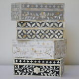 Bone Inlay Small Gift Box : Starburst : Dark Grey