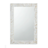 Mother of Pearl Inlay Rectangular Mirror : Floral : White
