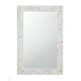 Mother of Pearl Inlay Rectangular Mirror : Floral : White : Minor Damage