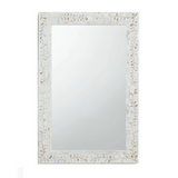 Mother of Pearl Inlay Rectangular Mirror : Floral : White