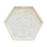 Bone Inlay Hexagon Tray : White