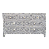Bone Inlay 7 Drawer Chest : Floral : Grey