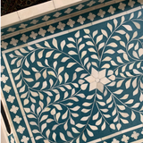 Bone Inlay Rectangular Tray : Floral : Teal