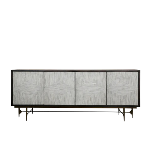 Bone Inlay Sideboard  wtih Antique Brass Legs : Pinstripe : Charcoal